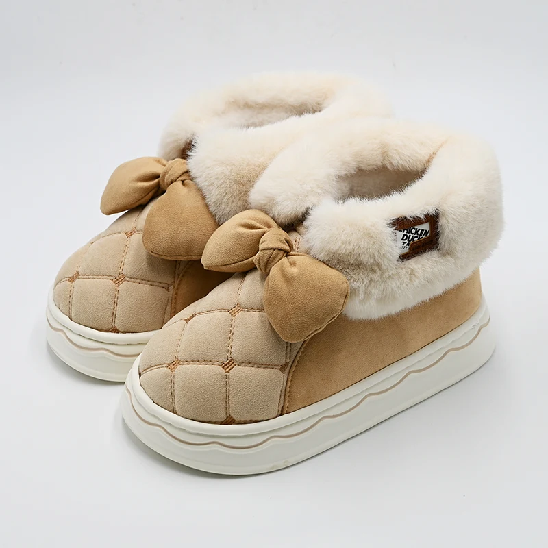 Bowknot stitching low-top snow boots