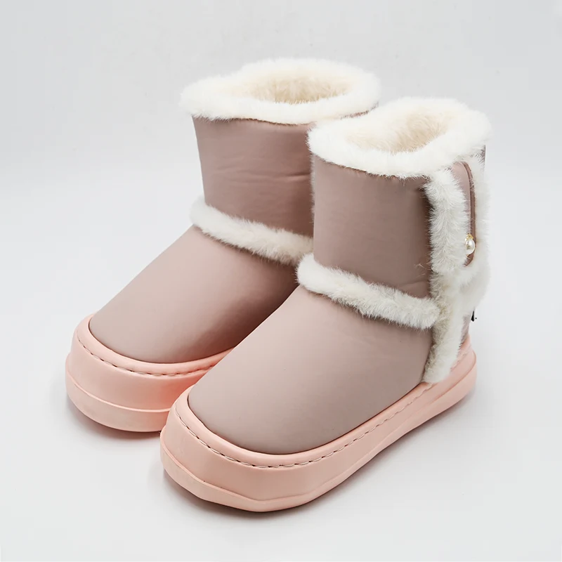 Plush mataas na snow boots